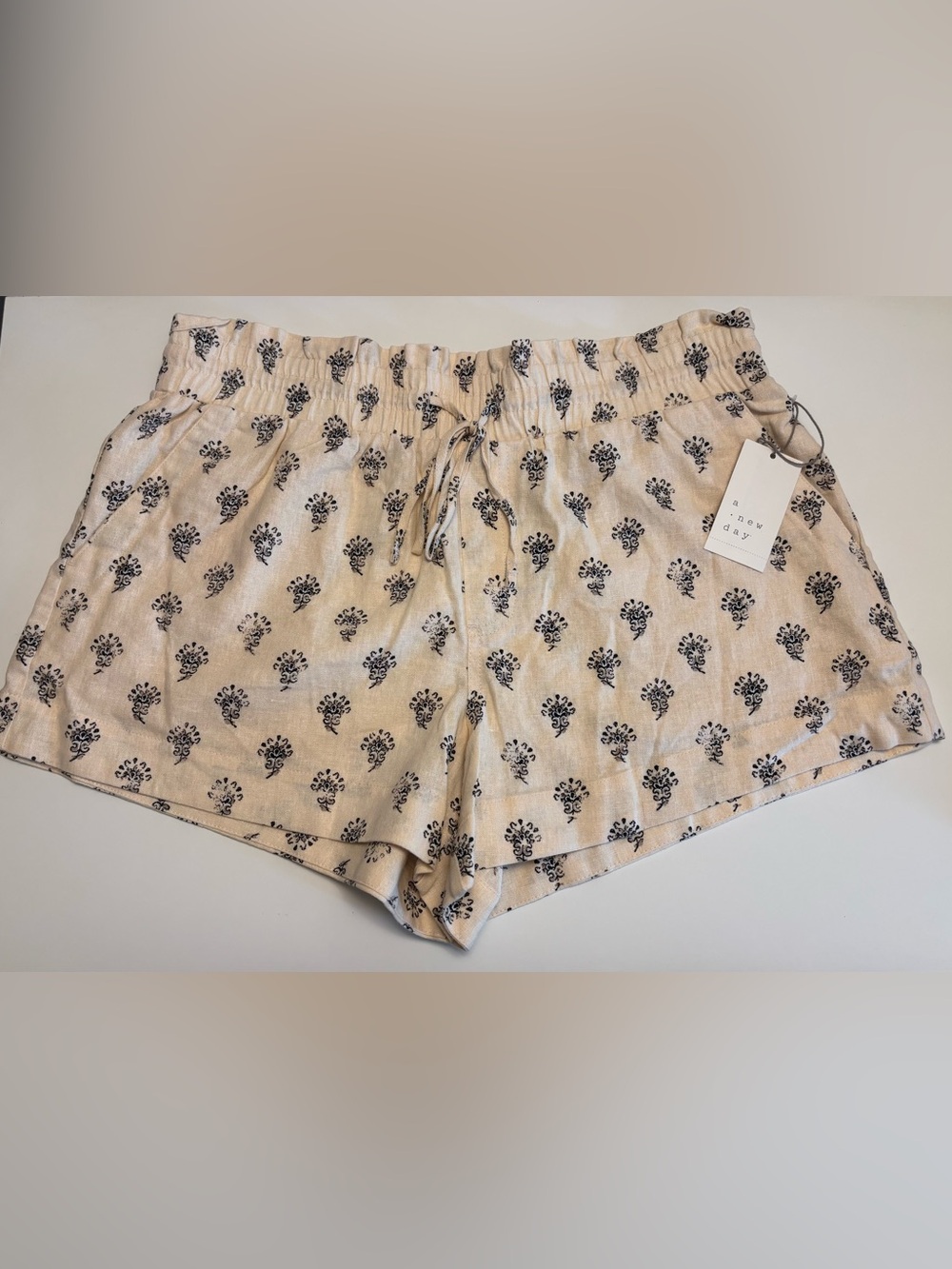 A New Day Cream Printed Linen Shorts